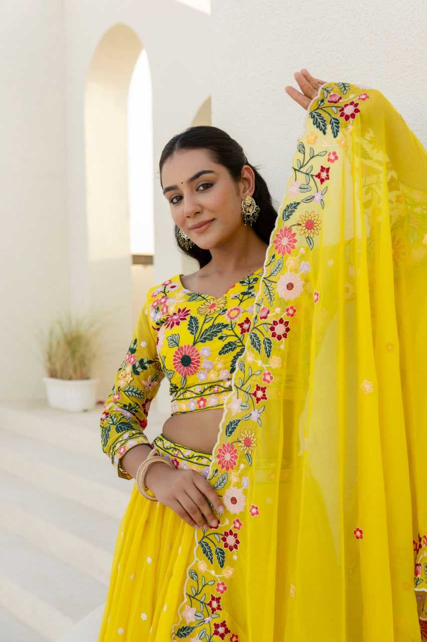 Ynf Organza RIN228 374 Lehengas Wholesale Fancy Lehenga Lehenga For Haldi Yellow Lehenga Manufacturer- Kapda Export