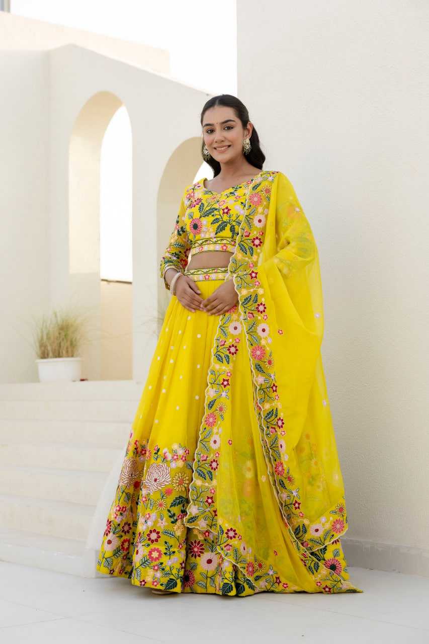 Ynf Organza RIN228 374 Lehengas Wholesale Fancy Lehenga Lehenga For Haldi Yellow Lehenga Manufacturer- Kapda Export