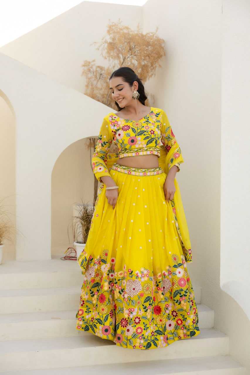 Ynf Organza RIN228 374 Lehengas Wholesale Fancy Lehenga Lehenga For Haldi Yellow Lehenga Manufacturer- Kapda Export