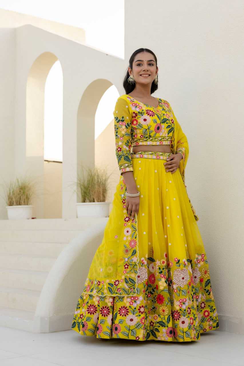 Ynf Organza RIN228 374 Lehengas Wholesale Fancy Lehenga Lehenga For Haldi Yellow Lehenga Manufacturer- Kapda Export