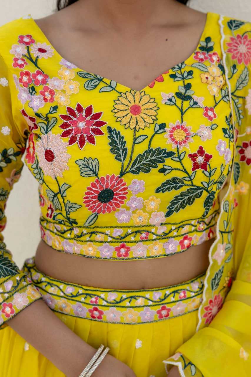 Ynf Organza RIN228 374 Lehengas Wholesale Fancy Lehenga Lehenga For Haldi Yellow Lehenga Manufacturer- Kapda Export