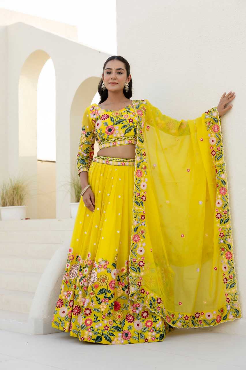 Ynf Organza RIN228 374 Lehengas Wholesale Fancy Lehenga Lehenga For Haldi Yellow Lehenga Manufacturer- Kapda Export