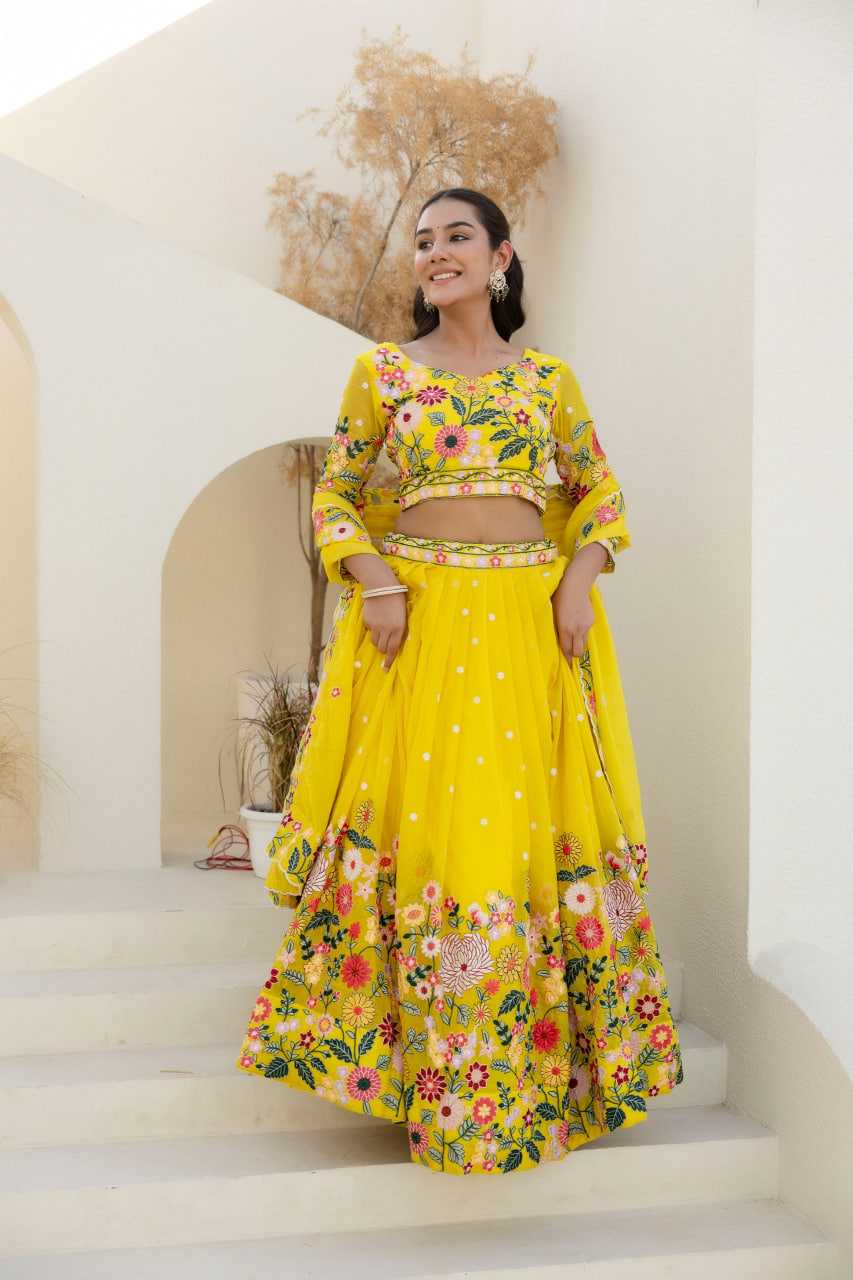 Ynf Organza RIN228 374 Lehengas Wholesale Fancy Lehenga Lehenga For Haldi Yellow Lehenga Manufacturer- Kapda Export