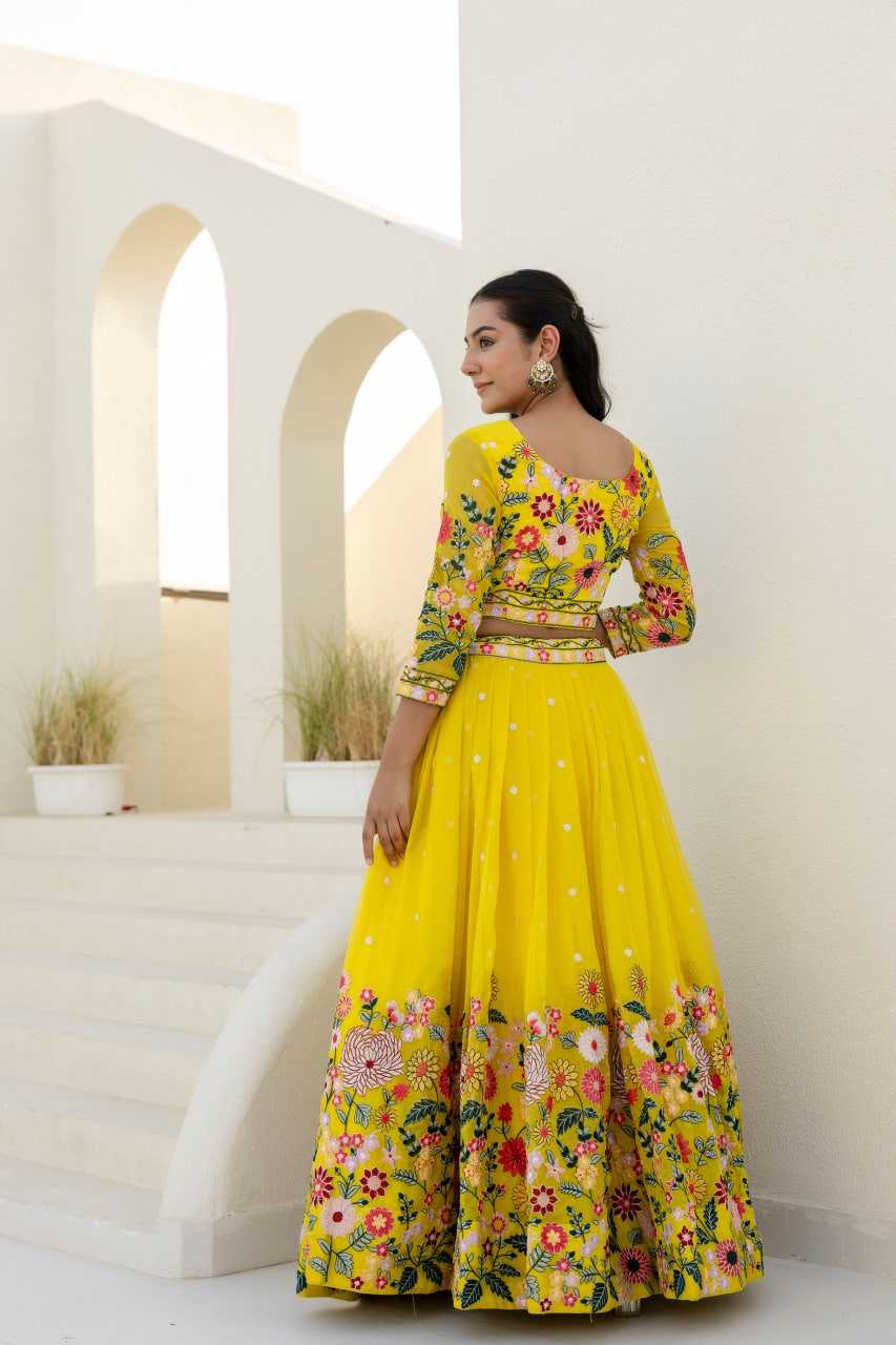 Ynf Organza RIN228 374 Lehengas Wholesale Fancy Lehenga Lehenga For Haldi Yellow Lehenga Manufacturer- Kapda Export