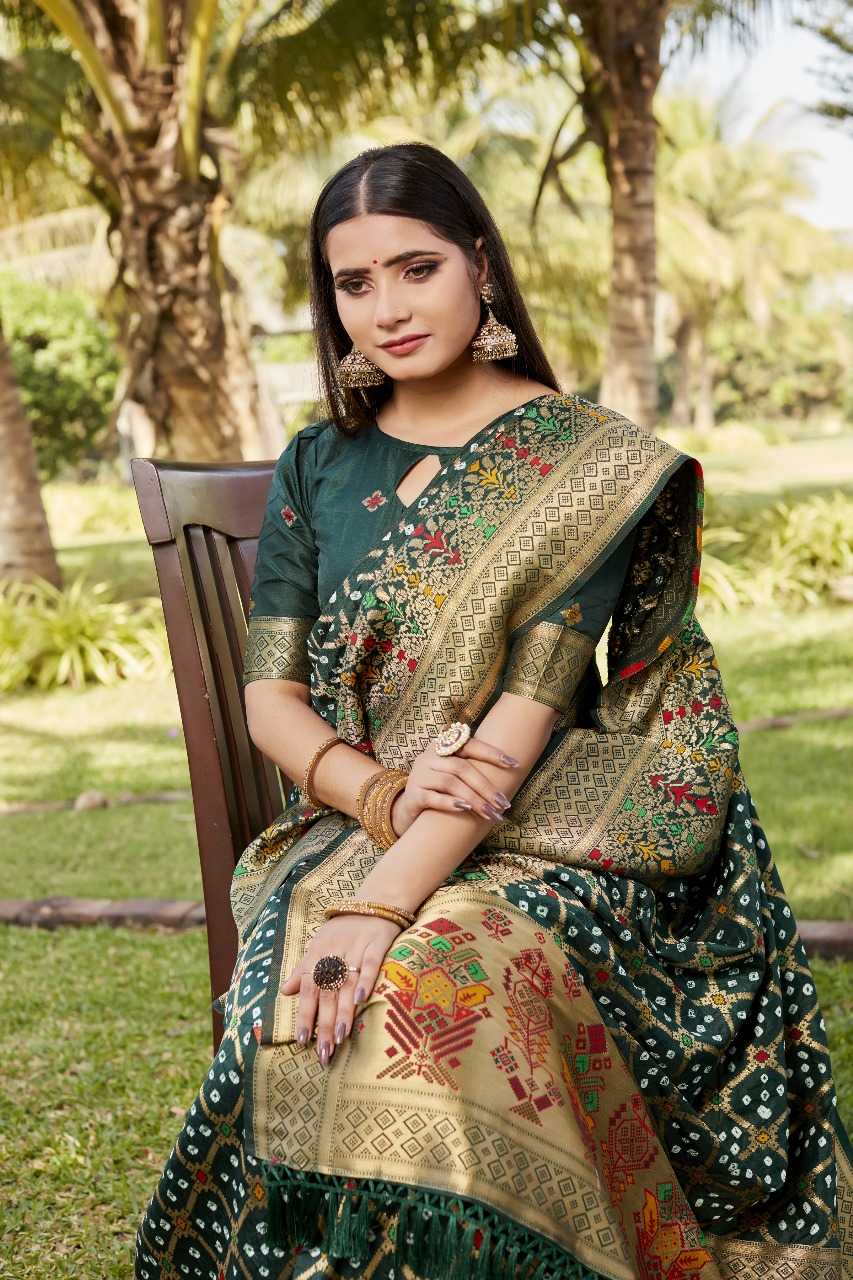 Ynf Pure Bandhej RIN144 YASHODA Sarees Silk Sarees Festive Collections Wholesale Gharchola Sarees Bandhani Bandhej Sarees Zari Sarees Manufacturer- Kapda Export