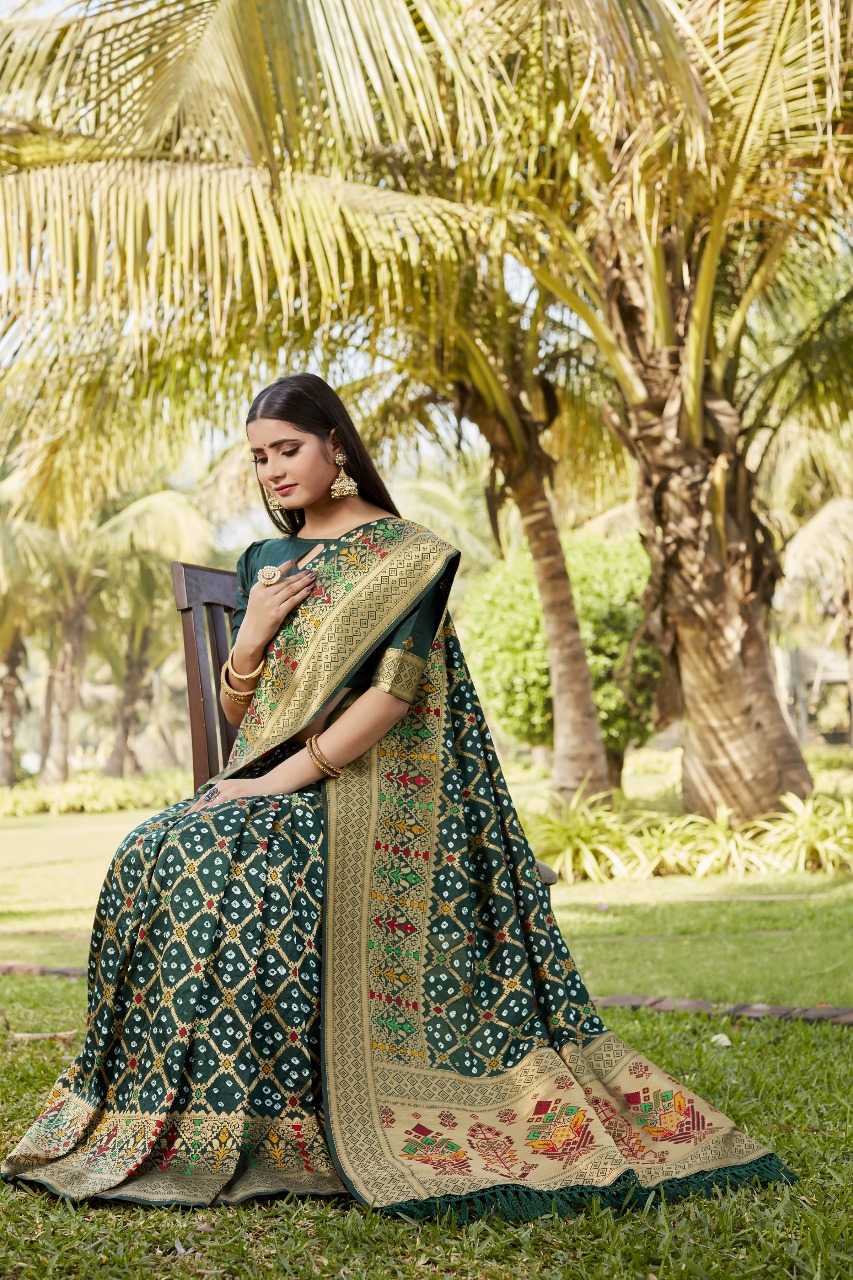 Ynf Pure Bandhej RIN144 YASHODA Sarees Silk Sarees Festive Collections Wholesale Gharchola Sarees Bandhani Bandhej Sarees Zari Sarees Manufacturer- Kapda Export