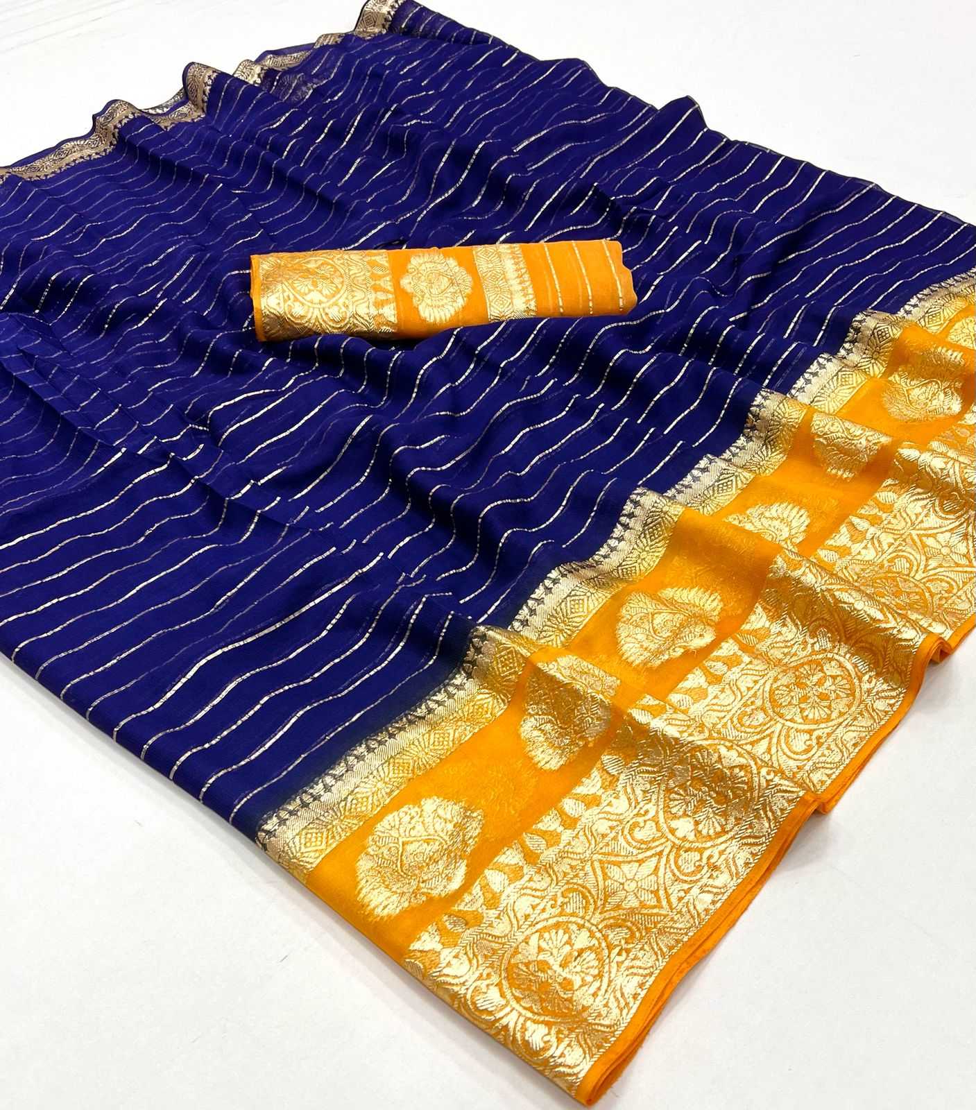Ynf Pure Viscos RIN198 204 Sarees Wedding Collections Festive Collections Wholesale Viscose Saree Sarees With Blouse Orange Sarees Manufacturer- Kapda Export