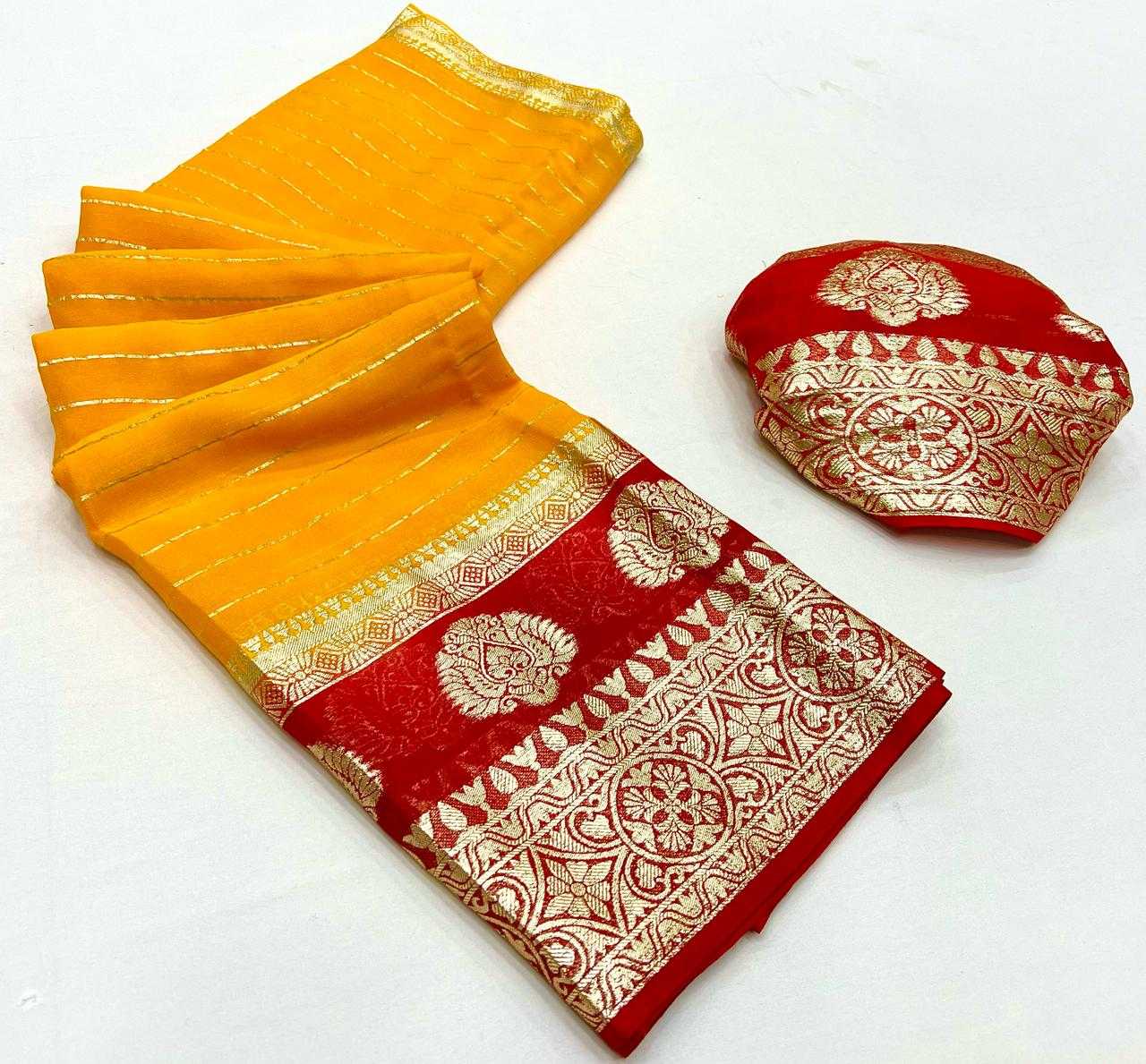 Ynf Pure Viscos RIN198 204 Sarees Wedding Collections Festive Collections Wholesale Viscose Saree Sarees With Blouse Orange Sarees Manufacturer- Kapda Export