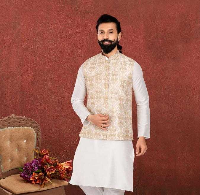 Ynf Silk RIN223 307B Mens Wear Wholesale Mens Ethnic Jackets Festive & Wedding Coats Ethnic Waistcoats Manufacturer- Kapda Export