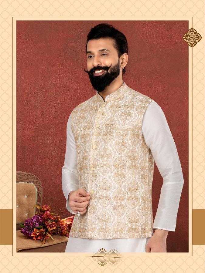 Ynf Silk RIN223 307B Mens Wear Wholesale Mens Ethnic Jackets Festive & Wedding Coats Ethnic Waistcoats Manufacturer- Kapda Export