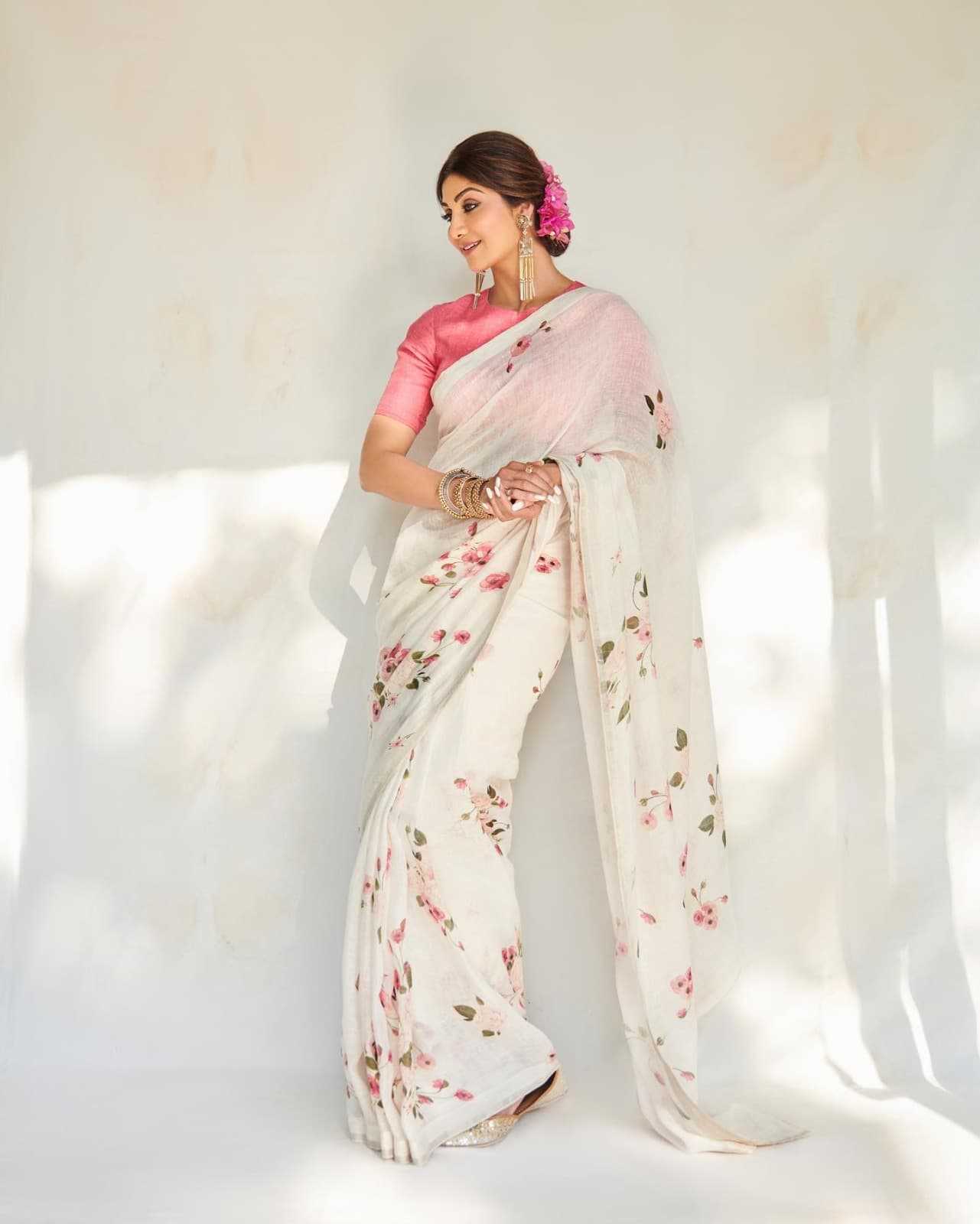 Ynf Soft Cotton RIN218 Blush Blossom Sarees Bollywood Collections Wholesale Party Wear Sarees Fancy Sarees Ladies Sarees Shilpa Shetty Sarees Linen Sarees Manufacturer- Kapda Export