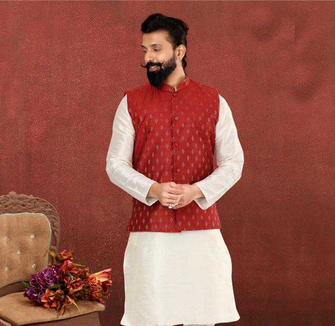 Ynf Soft Cotton Silk RIN223 322A Mens Wear Wholesale Nehru Jacket Festive & Wedding Coats Ethnic Waistcoats Manufacturer- Kapda Export