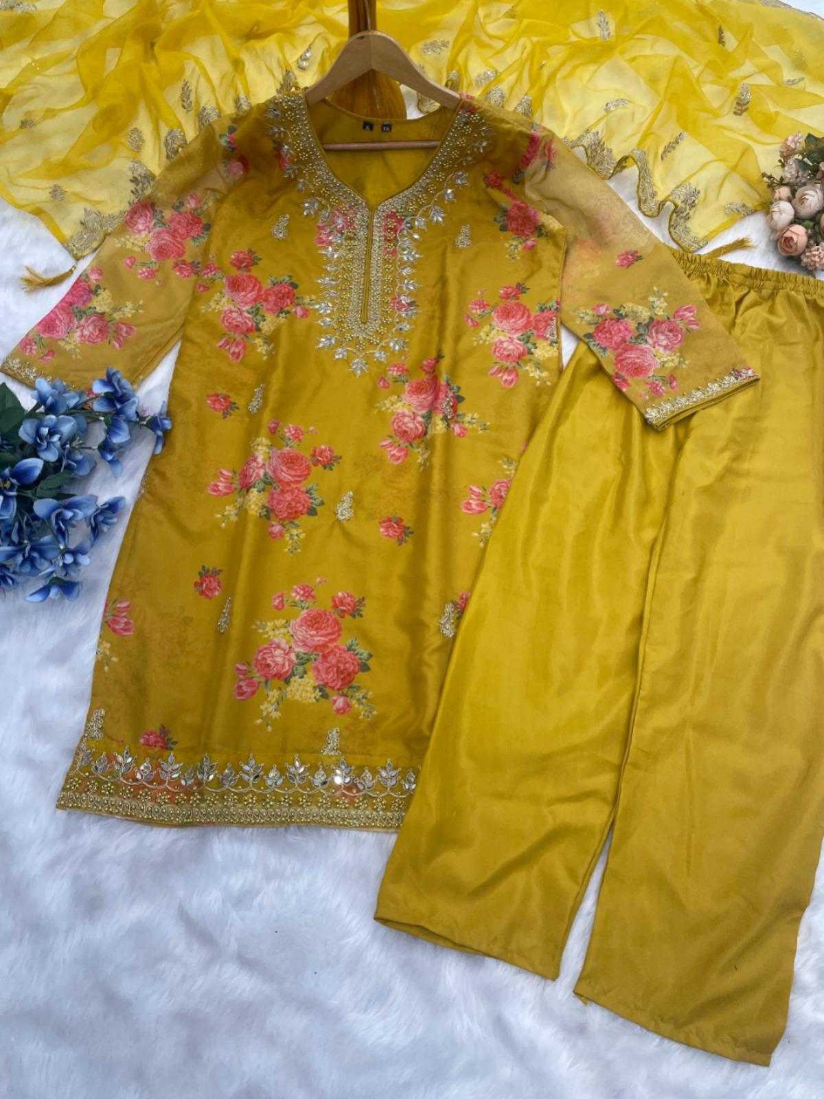 Ynf Tabby Silk KESH481 Mehendi Suits & Dresses Wedding Collections Festive Collections Wholesale Printed Suits Embroidery Suits Mehendi Outfits Manufacturer- Kapda Export