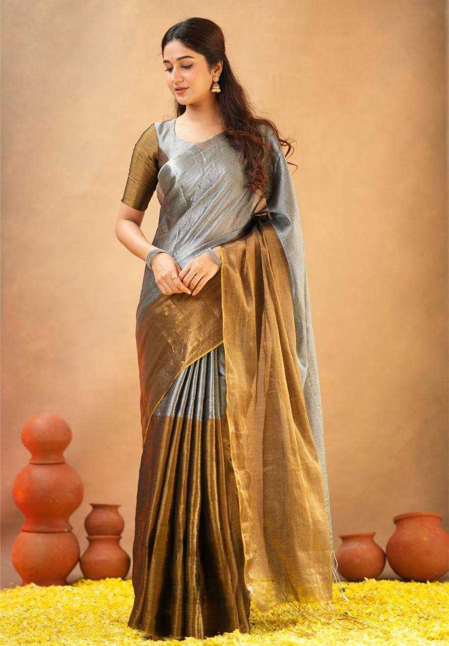 Ynf Tissue Silk KESH388 105 Sarees Wholesale Tissue Silk Saree Half-and-Half Sarees Silk Sarees Manufacturer- Kapda Export