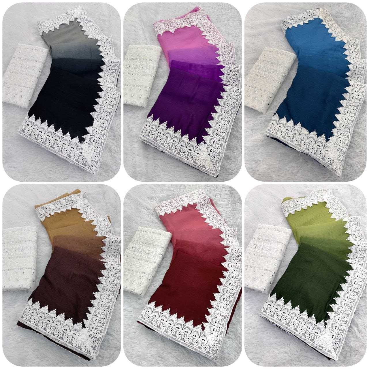 Ynf Chinon RIN216 Damini Sarees Wholesale Fancy Sarees Chikan Sarees Manufacturer- Kapda Export