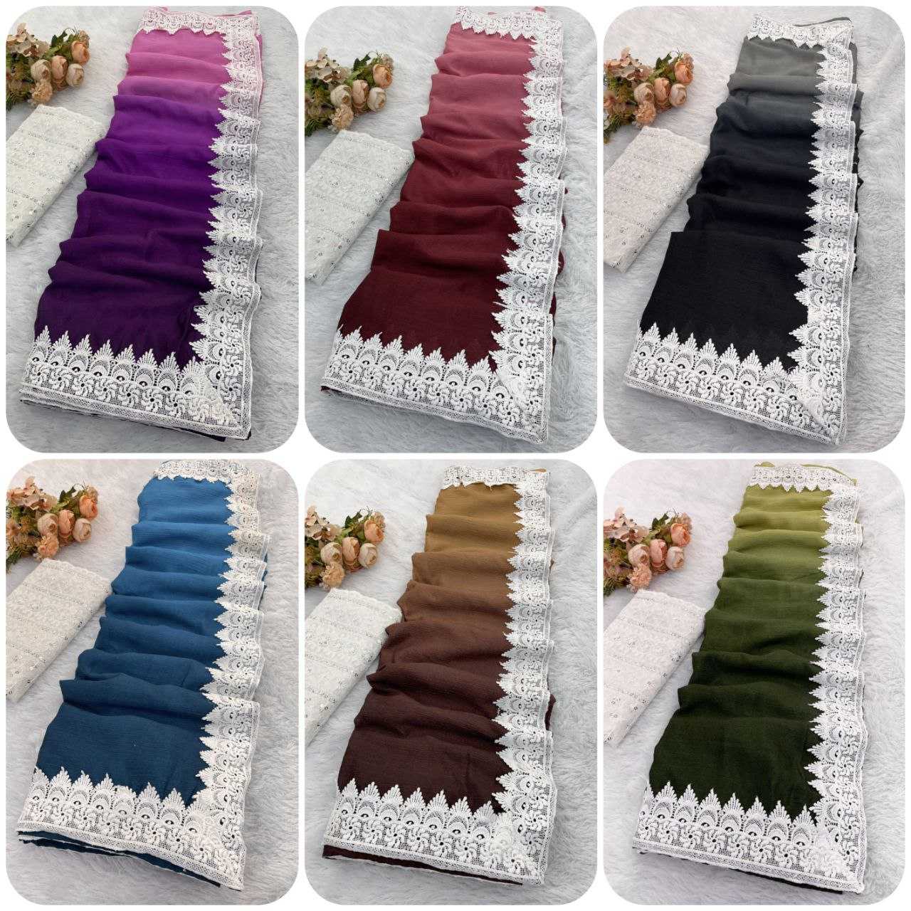 Ynf Chinon RIN216 Damini Sarees Wholesale Fancy Sarees Chikan Sarees Manufacturer- Kapda Export