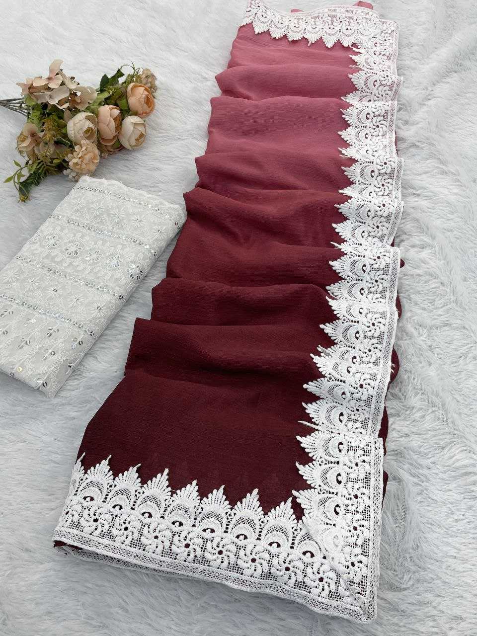 Ynf Chinon RIN216 Damini Sarees Wholesale Fancy Sarees Chikan Sarees Manufacturer- Kapda Export