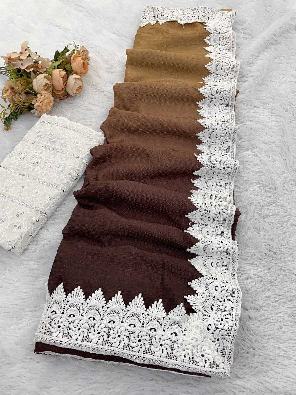 Ynf Chinon RIN216 Damini Sarees Wholesale Fancy Sarees Chikan Sarees Manufacturer- Kapda Export