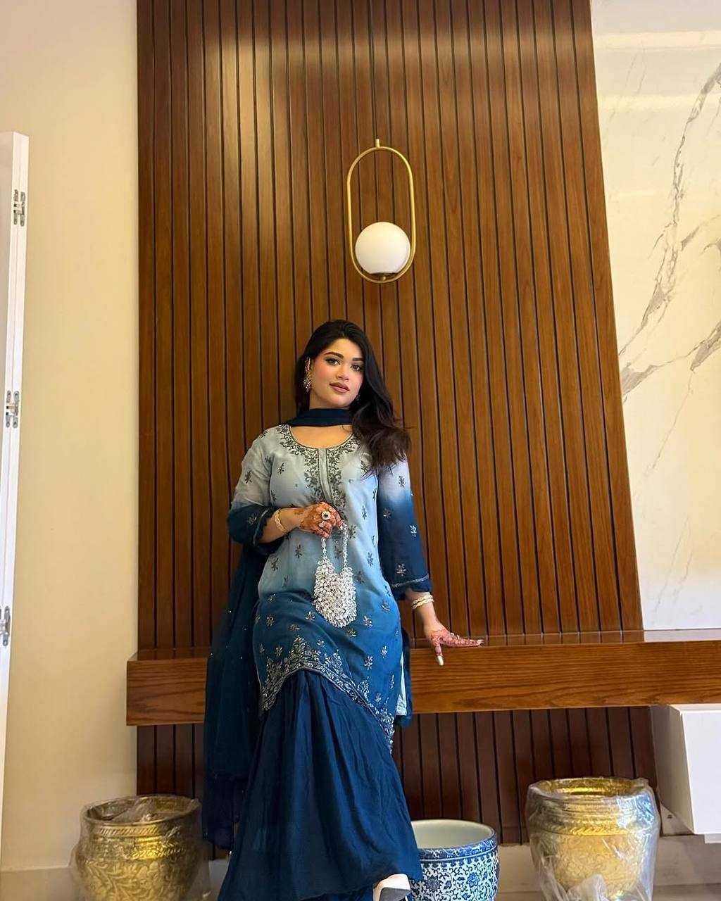 Ynf Chinon Silk KESH492 1370 Kurti Wholesale Embroidered Kurtis Ruffle Kurtis Manufacturer- Kapda Export