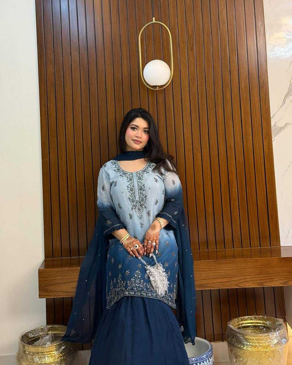 Ynf Chinon Silk KESH492 1370 Kurti Wholesale Embroidered Kurtis Ruffle Kurtis Manufacturer- Kapda Export