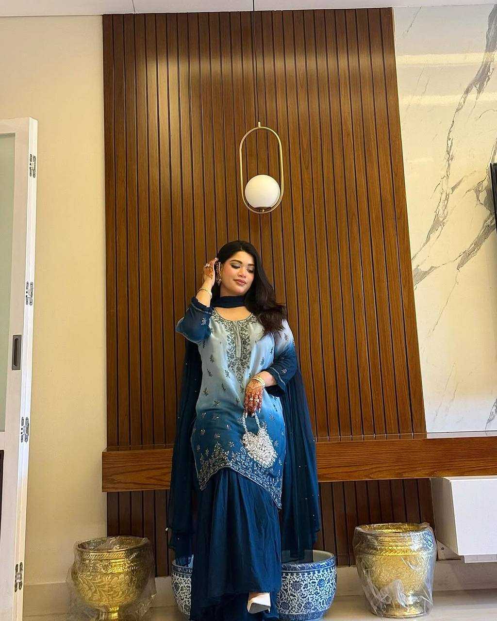 Ynf Chinon Silk KESH492 1370 Kurti Wholesale Embroidered Kurtis Ruffle Kurtis Manufacturer- Kapda Export