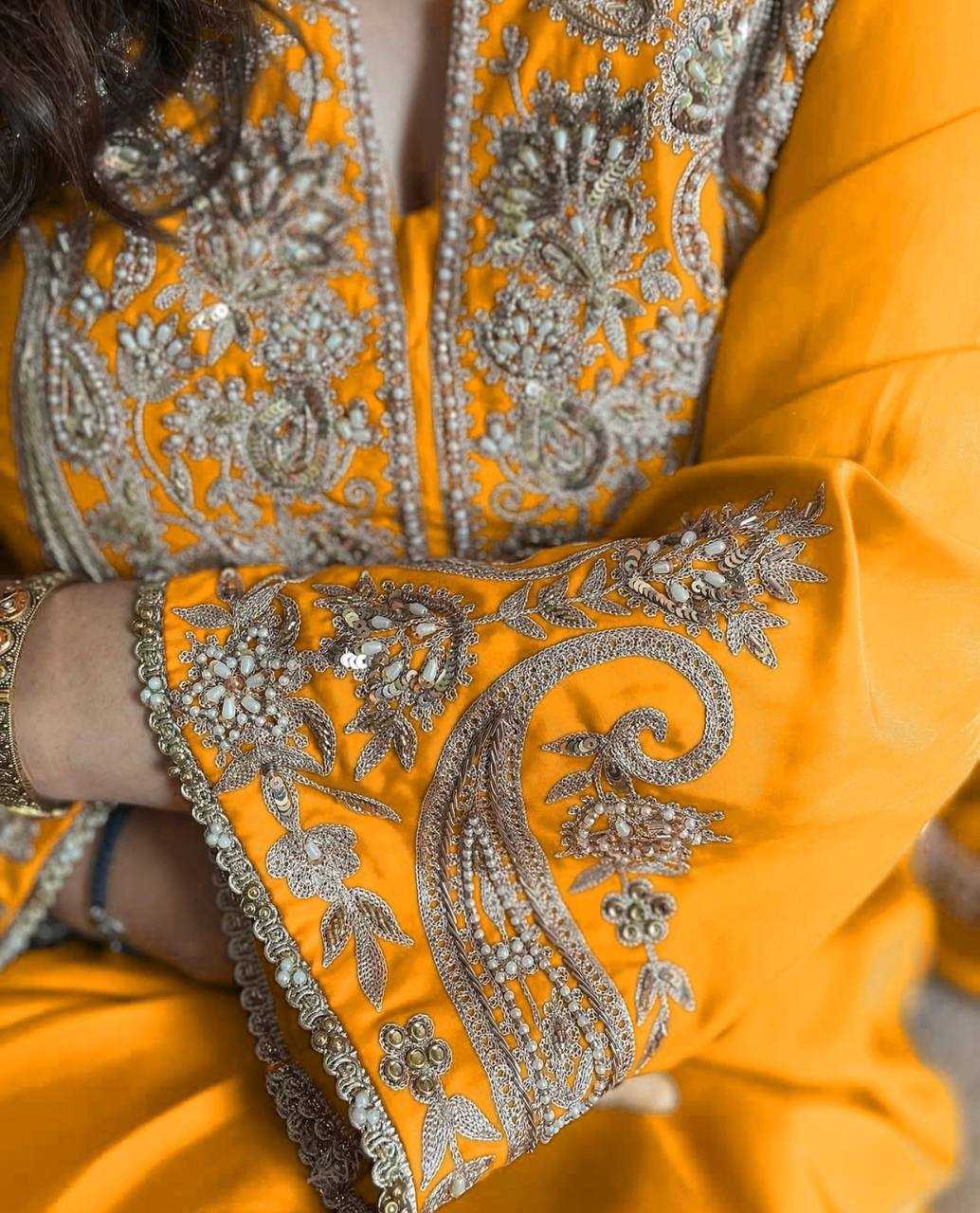 Ynf Chinon Silk KESH499 3097 Suits & Dresses Wholesale Ladies Suits Party wear suits Yellow Salwar Suit Manufacturer- Kapda Export