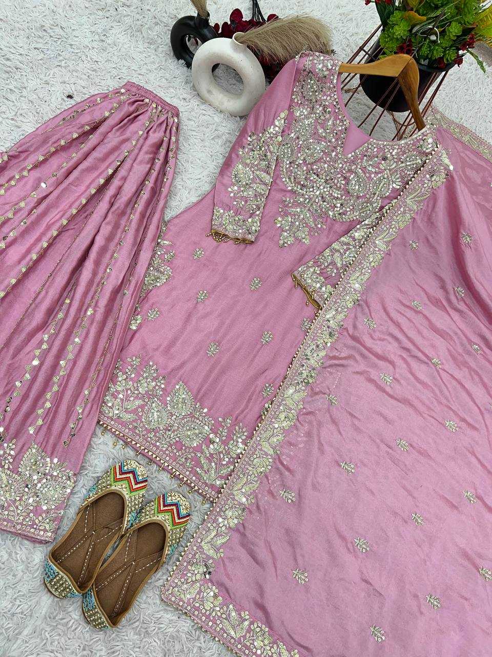 Ynf Chinon Silk KESH499 5002 Suits & Dresses Wholesale Embroidery Suits Wedding Suits Off-Shoulder Dresses Manufacturer- Kapda Export