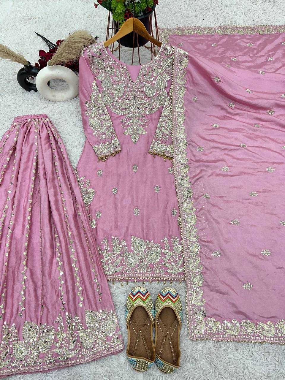 Ynf Chinon Silk KESH499 5002 Suits & Dresses Wholesale Embroidery Suits Wedding Suits Off-Shoulder Dresses Manufacturer- Kapda Export