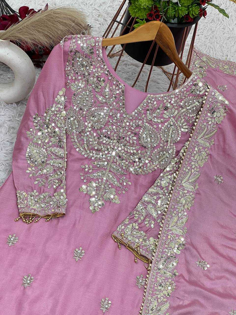 Ynf Chinon Silk KESH499 5002 Suits & Dresses Wholesale Embroidery Suits Wedding Suits Off-Shoulder Dresses Manufacturer- Kapda Export