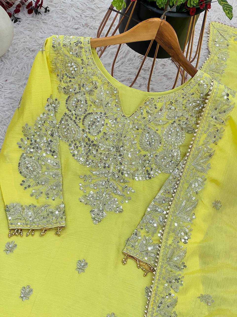 Ynf Chinon Silk KESH499 5002 Suits & Dresses Wholesale Embroidery Suits Wedding Suits Off-Shoulder Dresses Manufacturer- Kapda Export