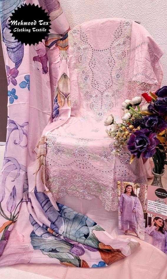 Ynf Cotton Cambric KESH444 MEHMOOD TEX-70 Suits & Dresses Wedding Collections Festive Collections Wholesale Embroidery Suits Cotton Suits Pink Salwar Suit Manufacturer- Kapda Export