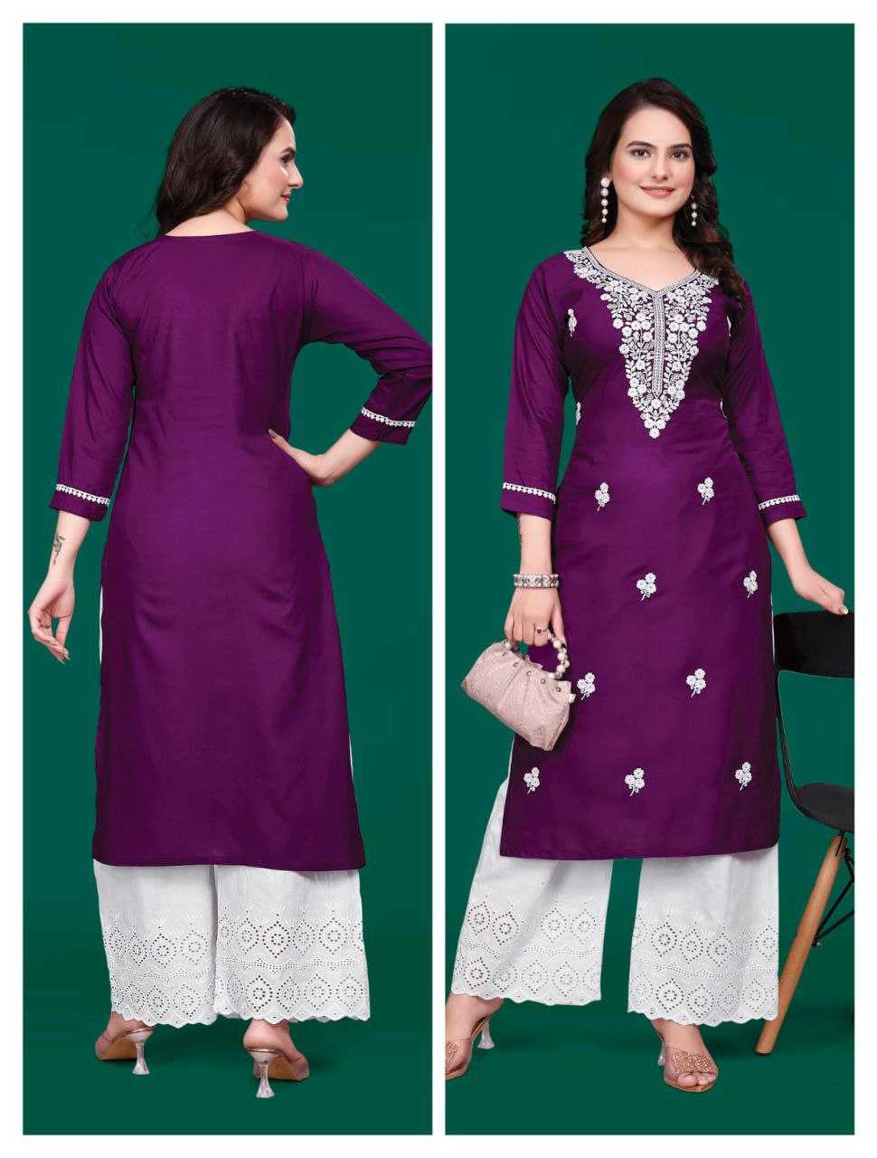 Ynf Cotton KESH461 93 Kurti Wholesale Embroidered Kurtis Chikan Kurti Kurti With Palazzo Manufacturer- Kapda Export