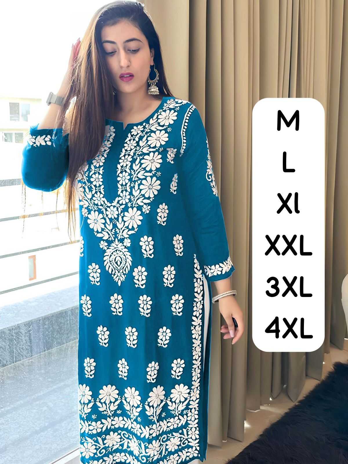 Ynf Cotton KESH502 575 Kurti Wholesale Cotton Kurtis Rayon Kurtis Chikan Kurti Manufacturer- Kapda Export
