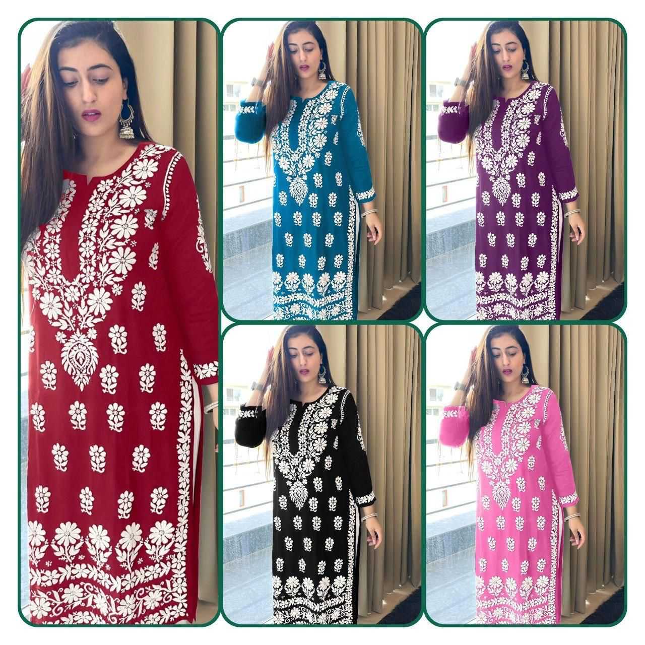 Ynf Cotton KESH502 575 Kurti Wholesale Cotton Kurtis Rayon Kurtis Chikan Kurti Manufacturer- Kapda Export