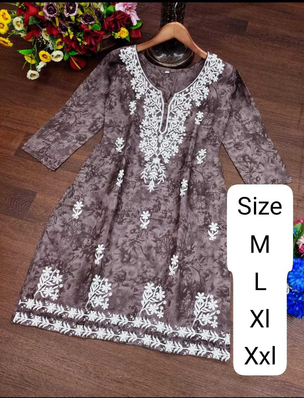 Ynf Cotton KESH502 Chikankari Kurti Wholesale Printed Kurtis Cotton Kurtis Chikan Kurti Manufacturer- Kapda Export