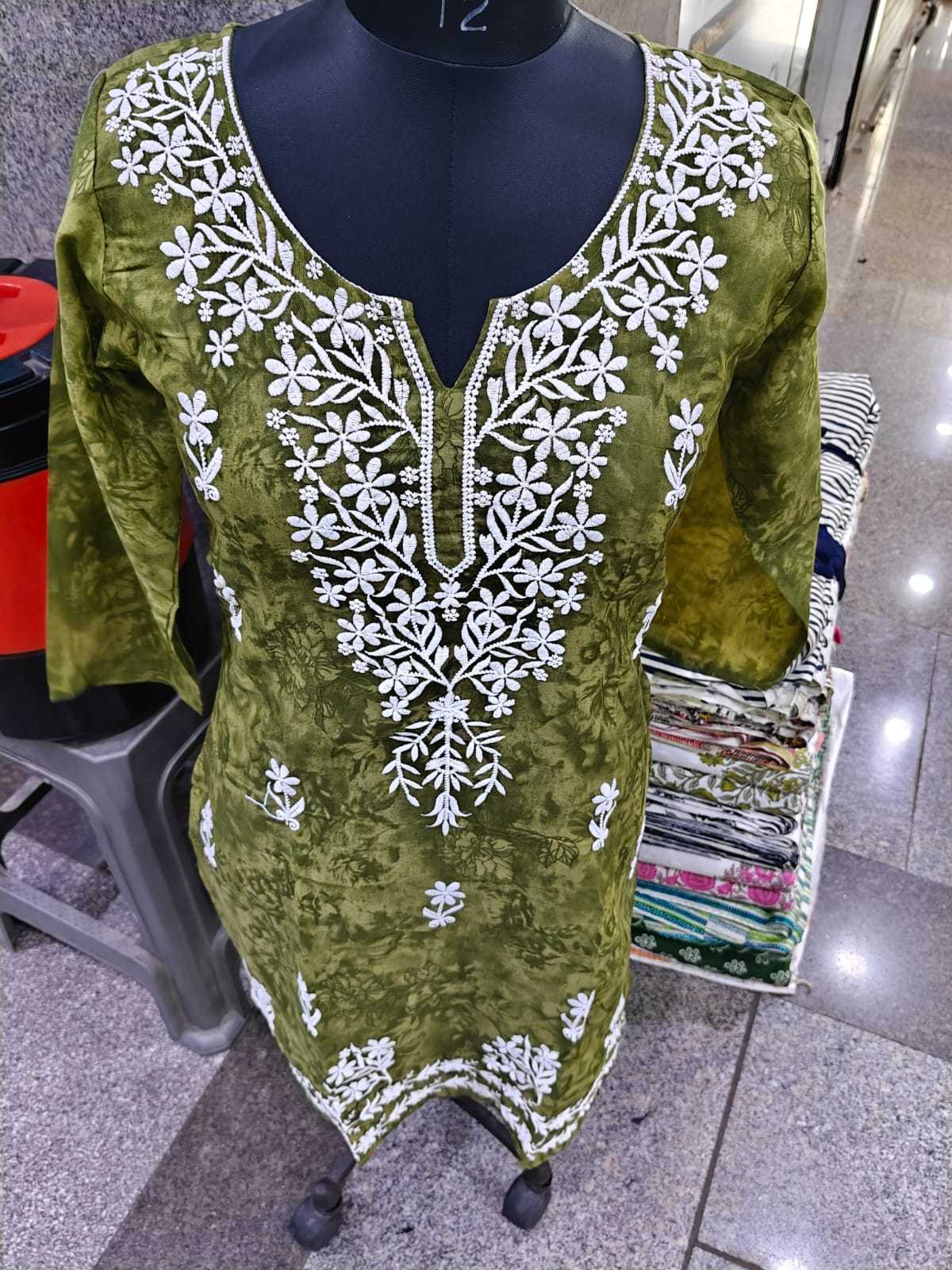 Ynf Cotton KESH502 Chikankari Kurti Wholesale Printed Kurtis Cotton Kurtis Chikan Kurti Manufacturer- Kapda Export