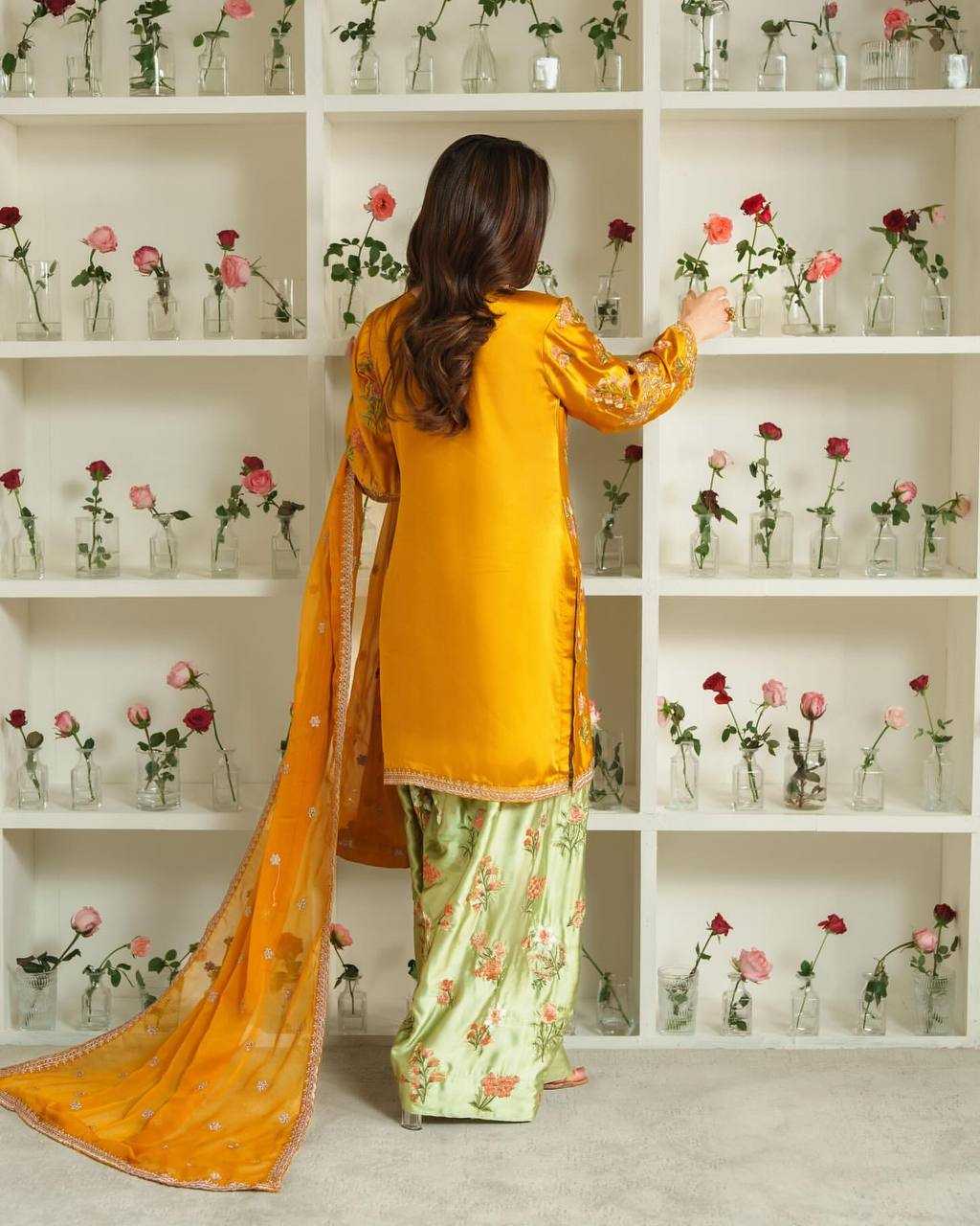 Ynf Crepe Silk KESH499 861 Suits & Dresses Wholesale Sharara Salwar Suits Party wear suits Yellow Salwar Suit Manufacturer- Kapda Export