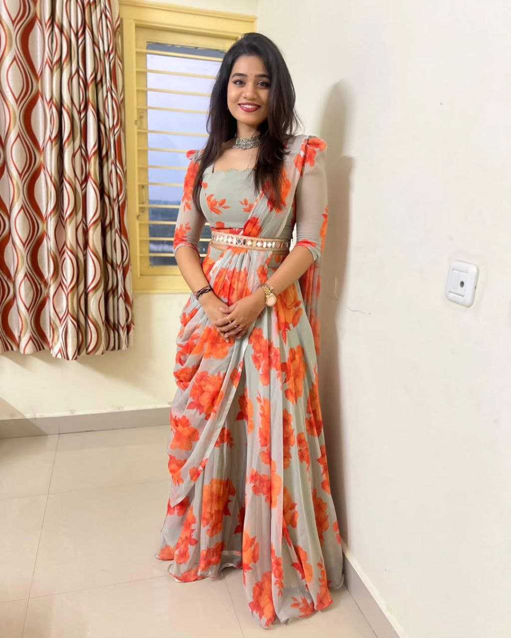 Ynf Faux Georgette KESH516 9261 Sarees Wholesale Party Wear Sarees Fancy Sarees Printed Sarees Lehenga Sarees Saree with Belt Manufacturer- Kapda Export