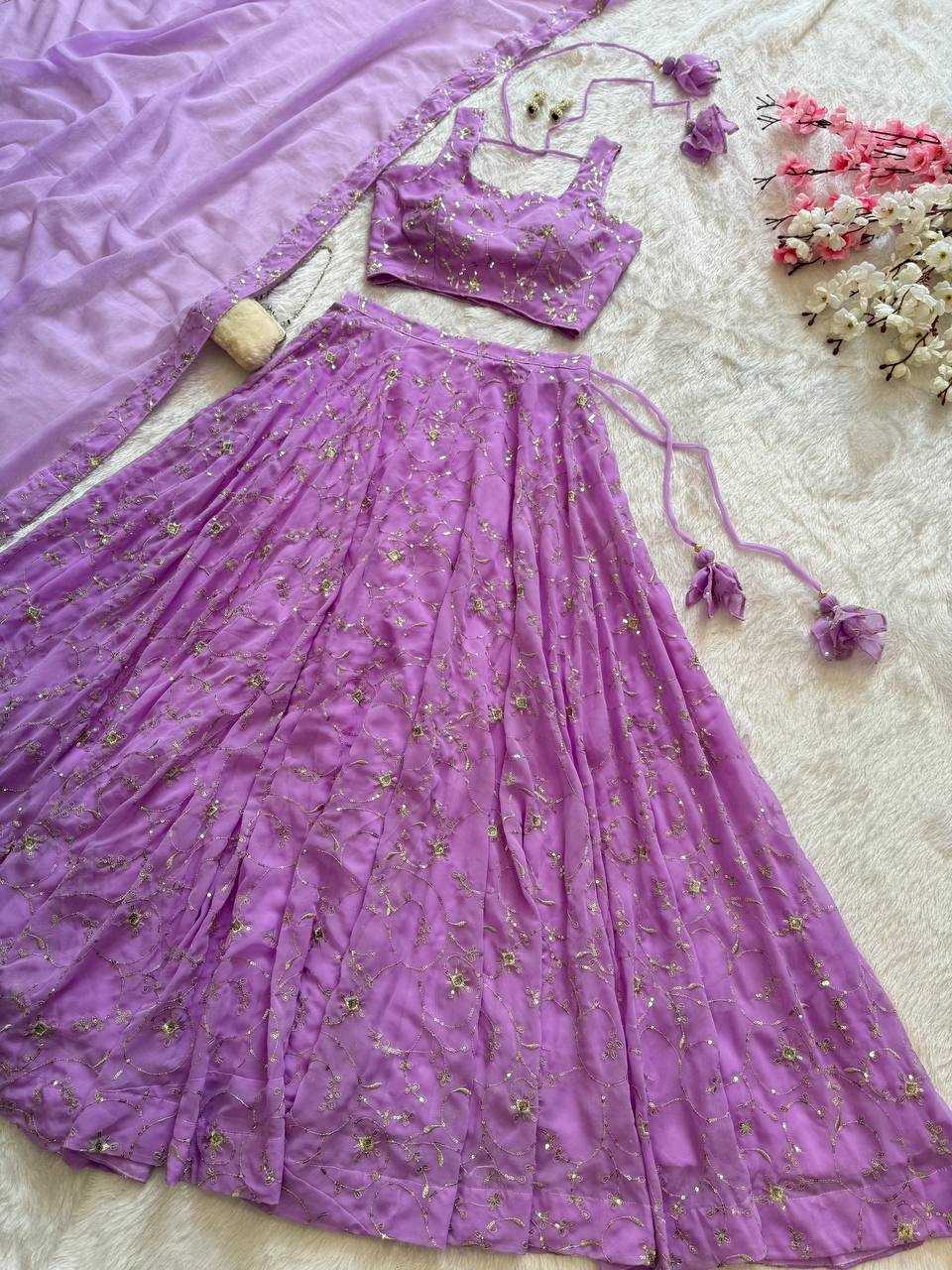 Ynf Georgette KESH154 299 Lehengas Wholesale Embroidered Lehenga Georgette Lehenga Purple Lehenga Manufacturer- Kapda Export