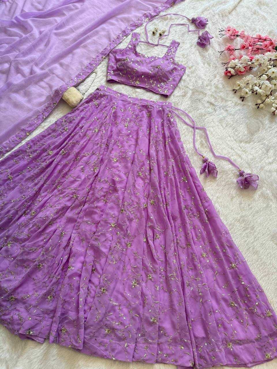 Ynf Georgette KESH154 299 Lehengas Wholesale Embroidered Lehenga Georgette Lehenga Purple Lehenga Manufacturer- Kapda Export