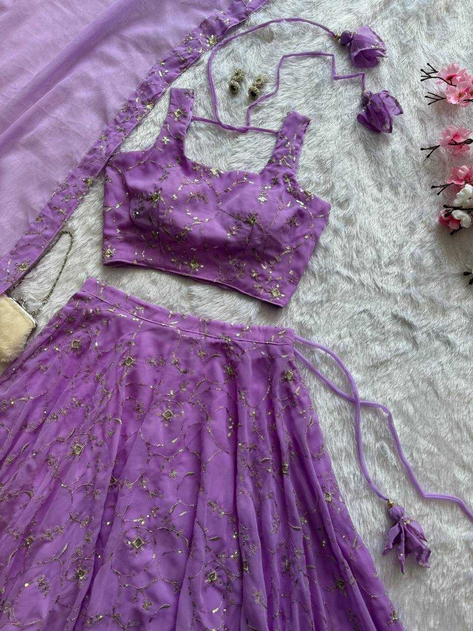 Ynf Georgette KESH154 299 Lehengas Wholesale Embroidered Lehenga Georgette Lehenga Purple Lehenga Manufacturer- Kapda Export