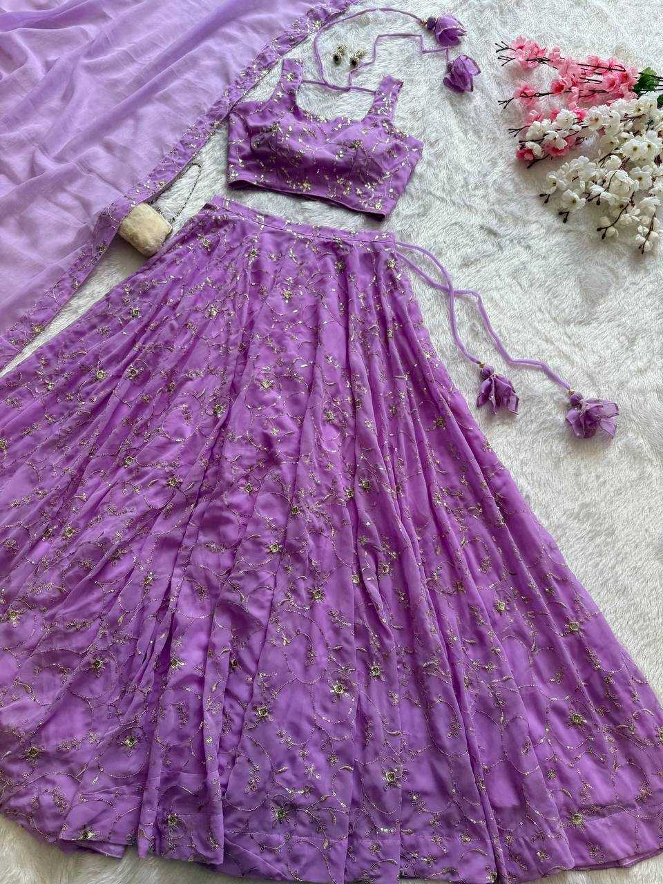 Ynf Georgette KESH154 299 Lehengas Wholesale Embroidered Lehenga Georgette Lehenga Purple Lehenga Manufacturer- Kapda Export