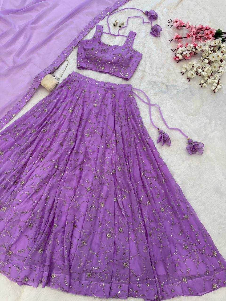Ynf Georgette KESH154 299 Lehengas Wholesale Embroidered Lehenga Georgette Lehenga Purple Lehenga Manufacturer- Kapda Export