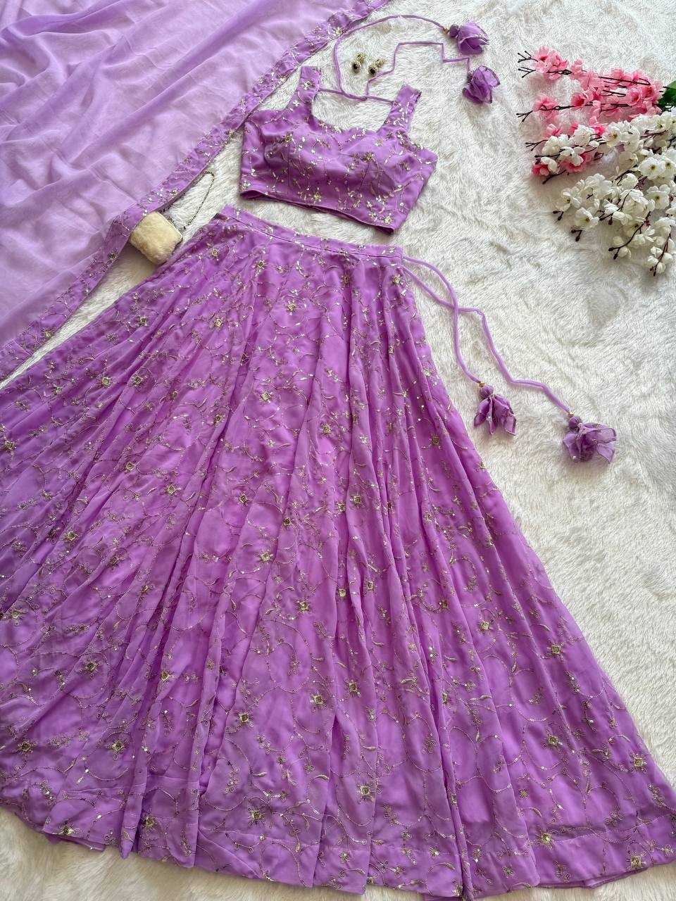 Ynf Georgette KESH154 299 Lehengas Wholesale Embroidered Lehenga Georgette Lehenga Purple Lehenga Manufacturer- Kapda Export