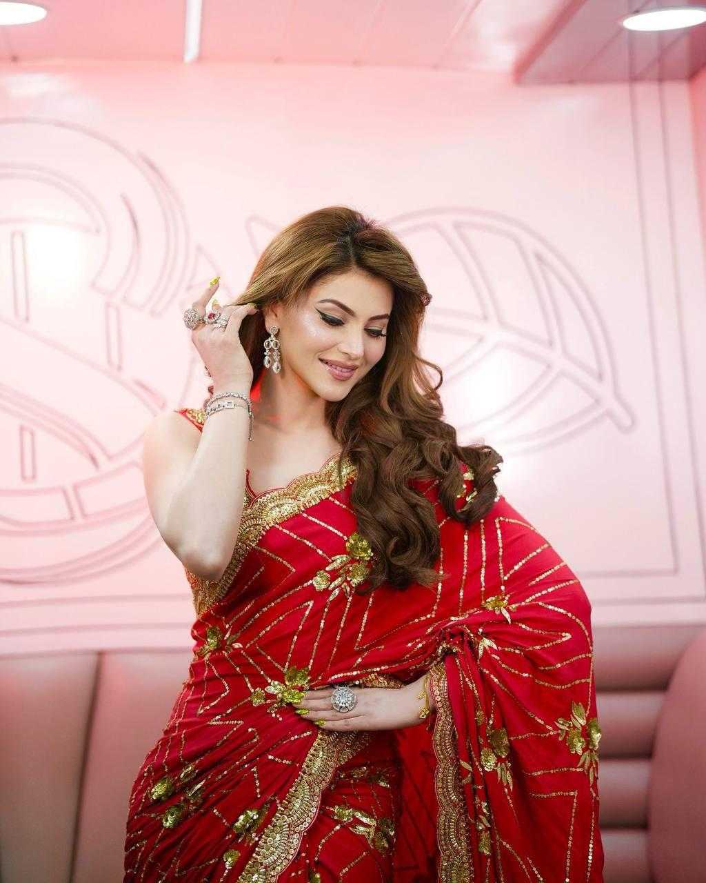 Ynf Georgette RIN164 URVASHI Sarees Wedding Collections Bollywood Collections Wholesale Georgette Sarees Sequence Sarees URVASHI RAUTELA Manufacturer- Kapda Export