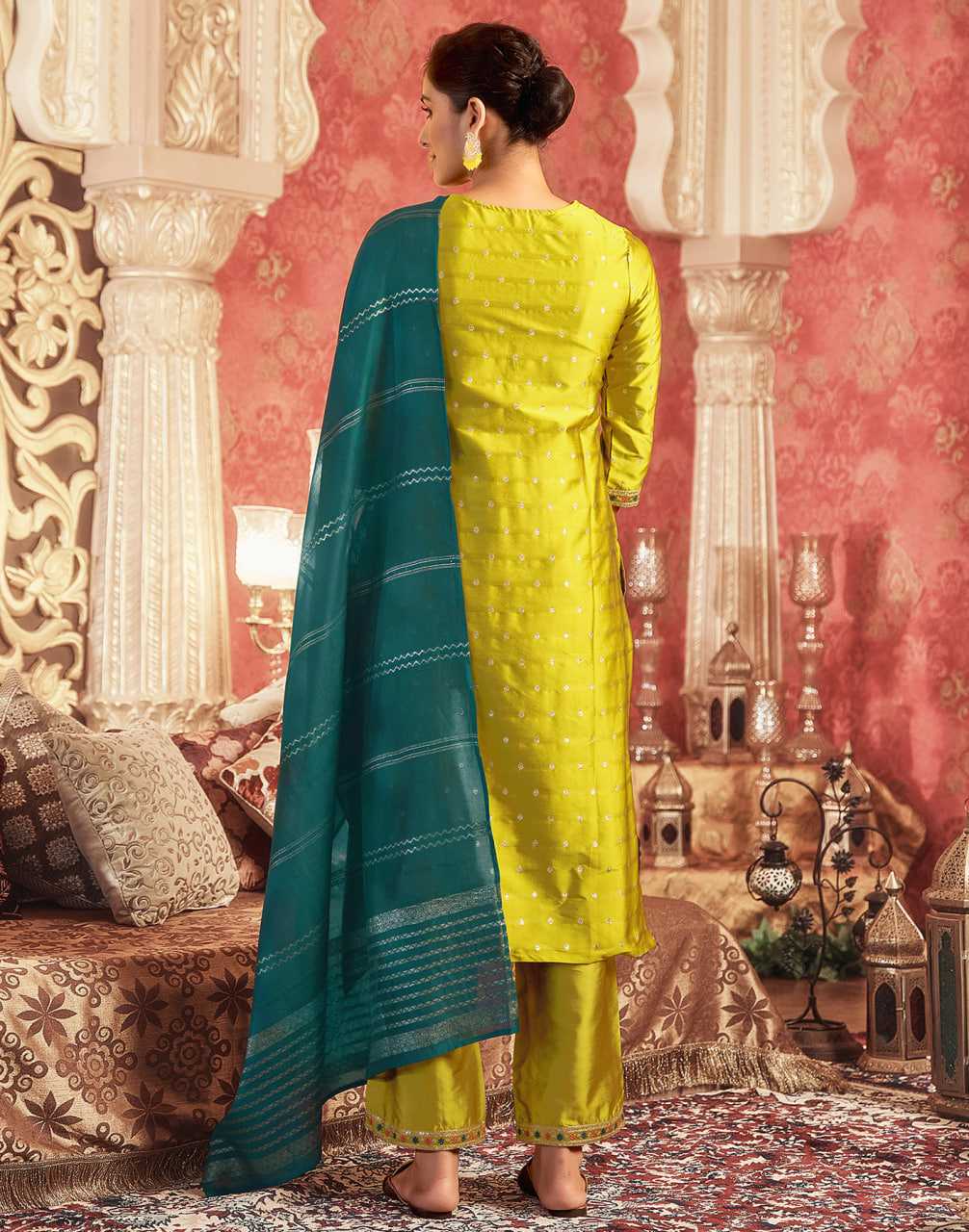 Ynf Jacquard KESH334 KASTURI Suits & Dresses Wholesale Ladies Suits Embroidery Suits Yellow Salwar Suit Manufacturer- Kapda Export