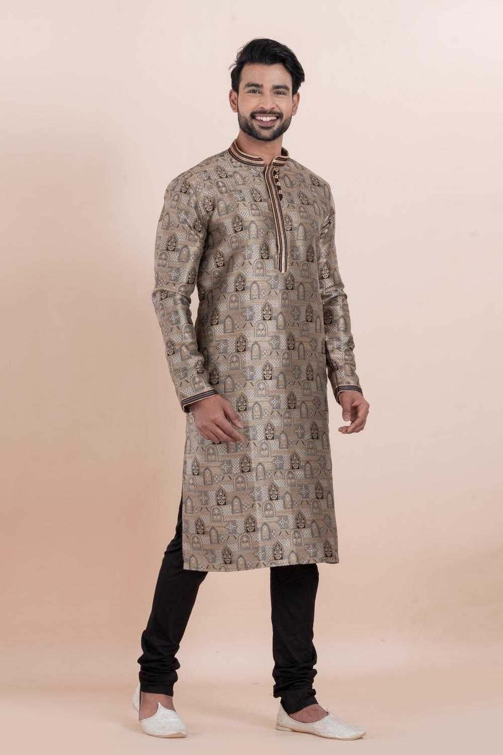 Ynf Jacquard RIN223 3521B Mens Wear Wholesale Silk Kurta Men Wedding kurta Men Designer Shirt Manufacturer- Kapda Export