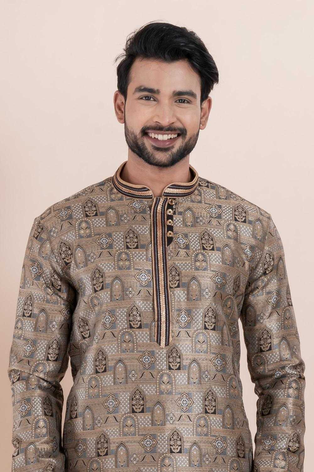 Ynf Jacquard RIN223 3521B Mens Wear Wholesale Silk Kurta Men Wedding kurta Men Designer Shirt Manufacturer- Kapda Export