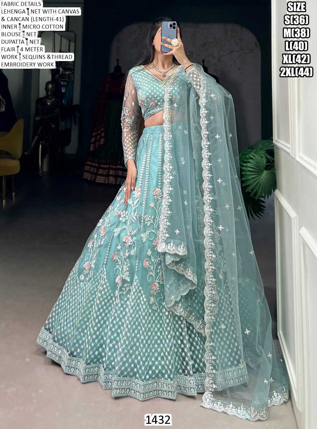 Ynf Net KESH481 1432 Lehengas Wedding Collections Festive Collections Wholesale Designer Lehenga Net Fancy Lehenga Blue Lehenga Manufacturer- Kapda Export