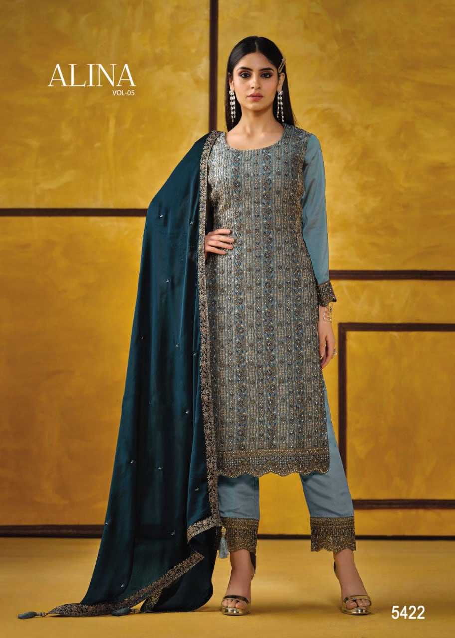 Ynf Net KESH504 5421 Suits & Dresses Wholesale Embroidery Suits Net Suit Semi-Stitched Suits Manufacturer- Kapda Export